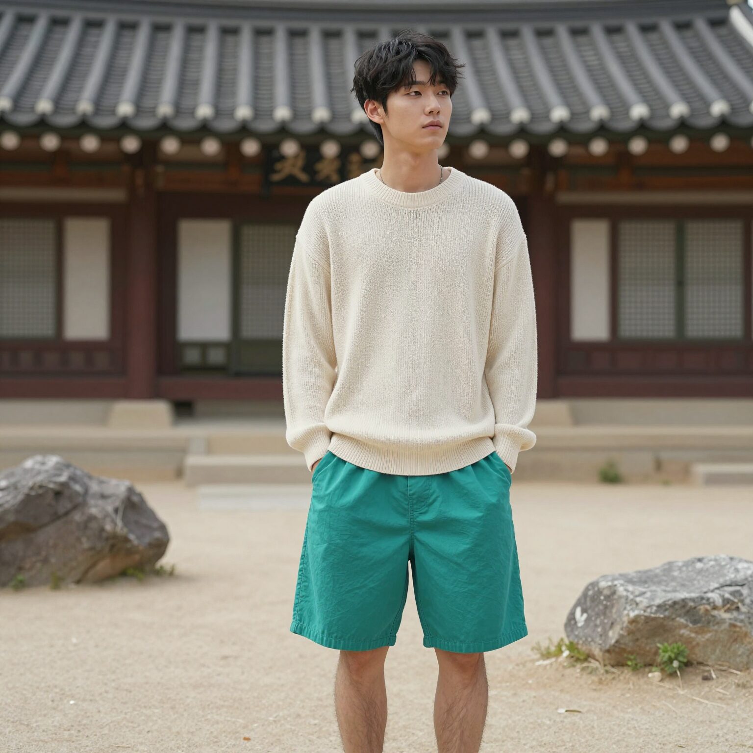 아이더 아이스 스웨터를 입고 청바지와 매치한 데일리룩, 시원한 여름 스타일링