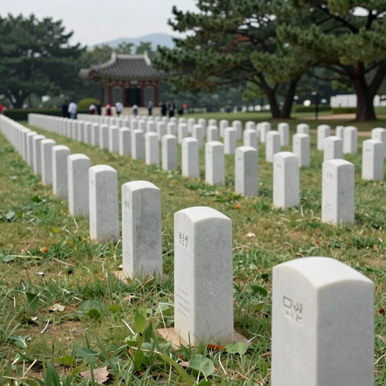 미국 메모리얼 데이 국립묘지에 꽂힌 성조기들이 줄지어 있는 모습