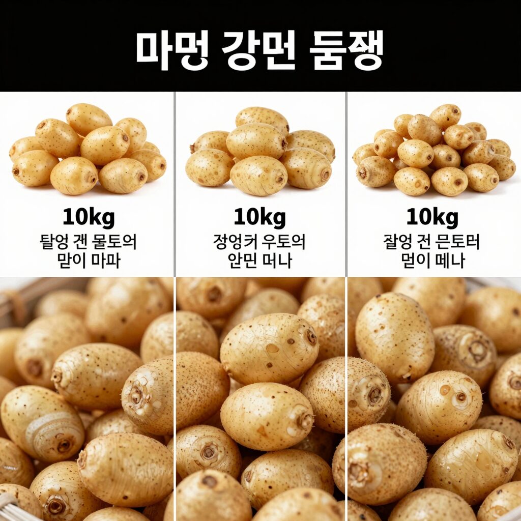 감자 10kg 다양한 품종 비교 사진