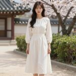 에잇세컨즈 원피스 추천 종류 가격 에잇세컨즈 봄신상 브이넥 롱 원피스 실물 착용 사진