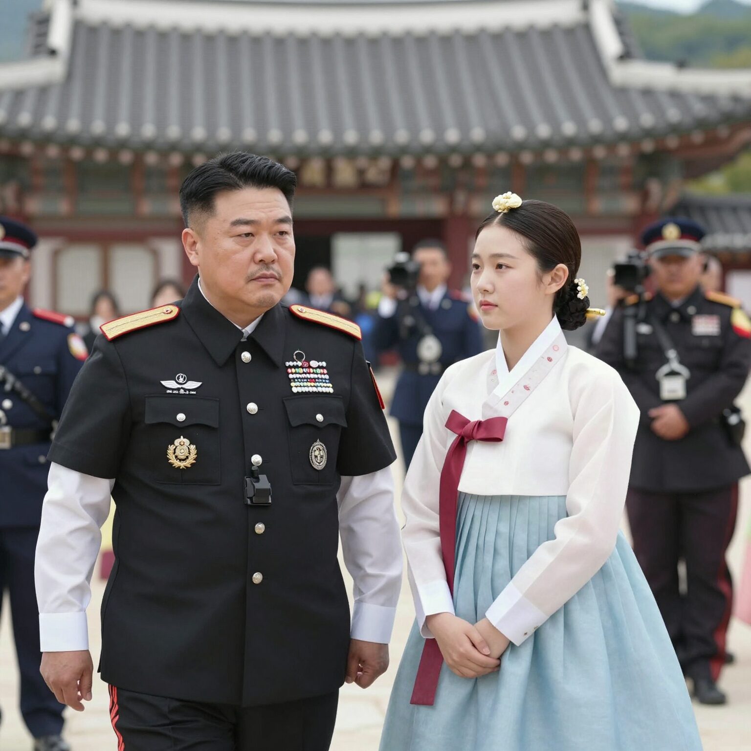김정은 국무위원장과 딸 김주애가 군사 행사에 함께 참석한 모습