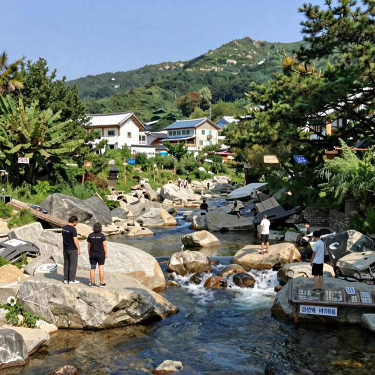 밀양 계곡 펜션 강산애 더피플 앞 계곡 풍경
