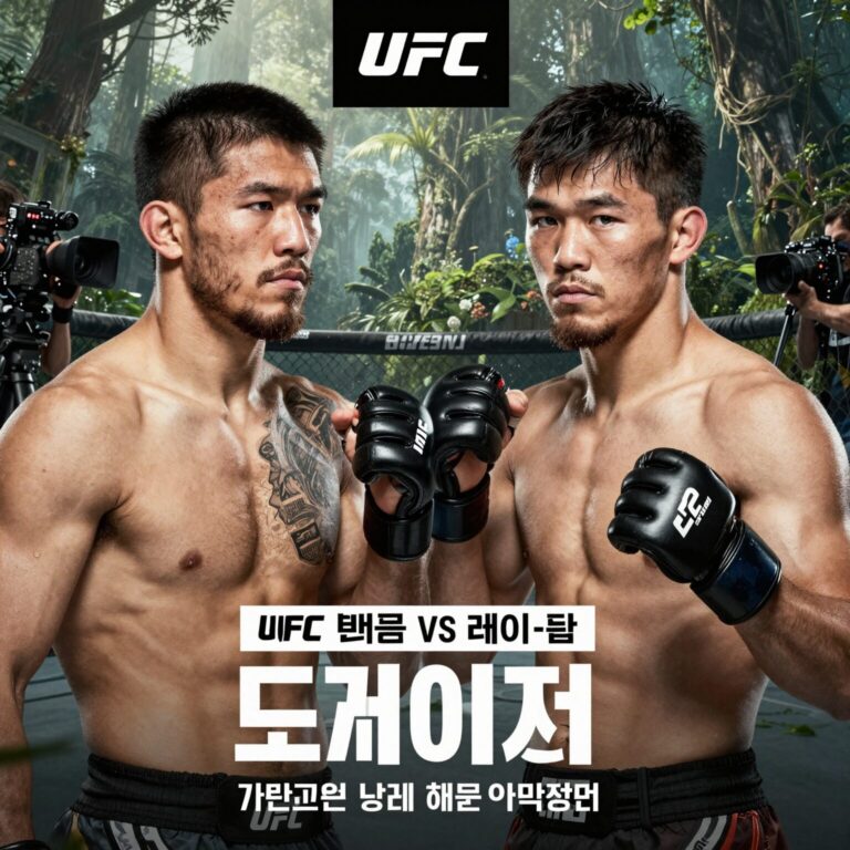 UFC 백악관 Freedom 250 메인 이벤트 토푸리아와 게이치의 라이트급 타이틀전 포스터