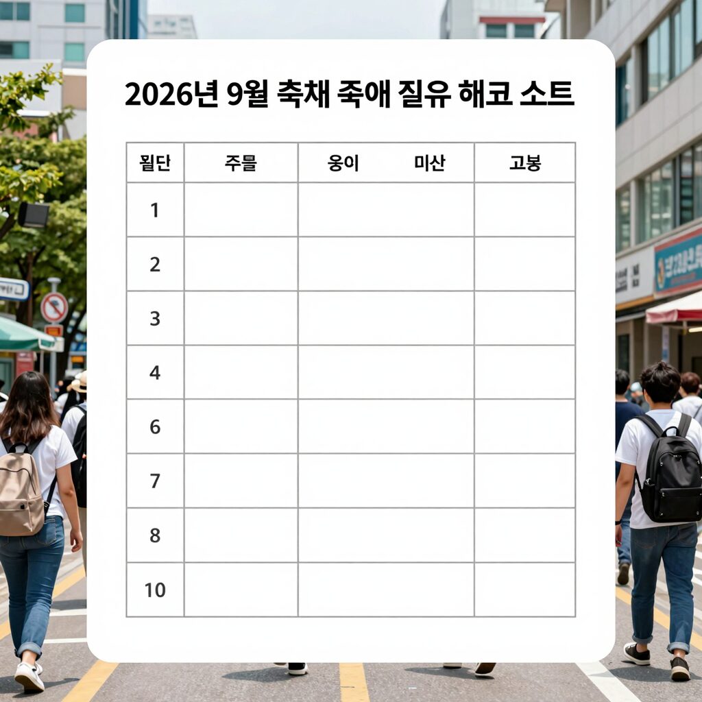 2026년 9월 축제 준비 필수 체크리스트와 교통 정보를 정리한 표