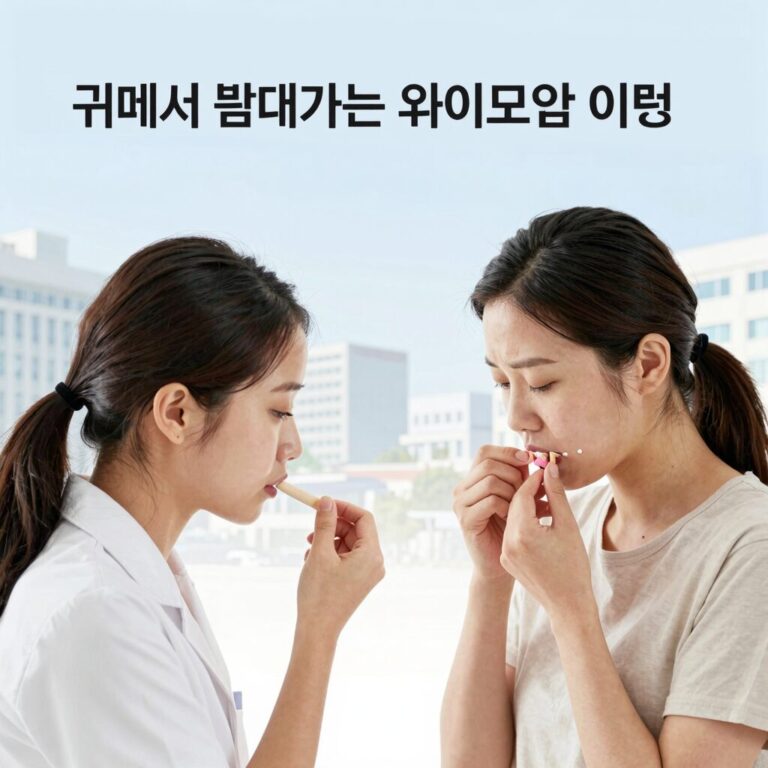귀에서 냄새가 나는 외이도염과 중이염의 차이를 보여주는 의학 일러스트