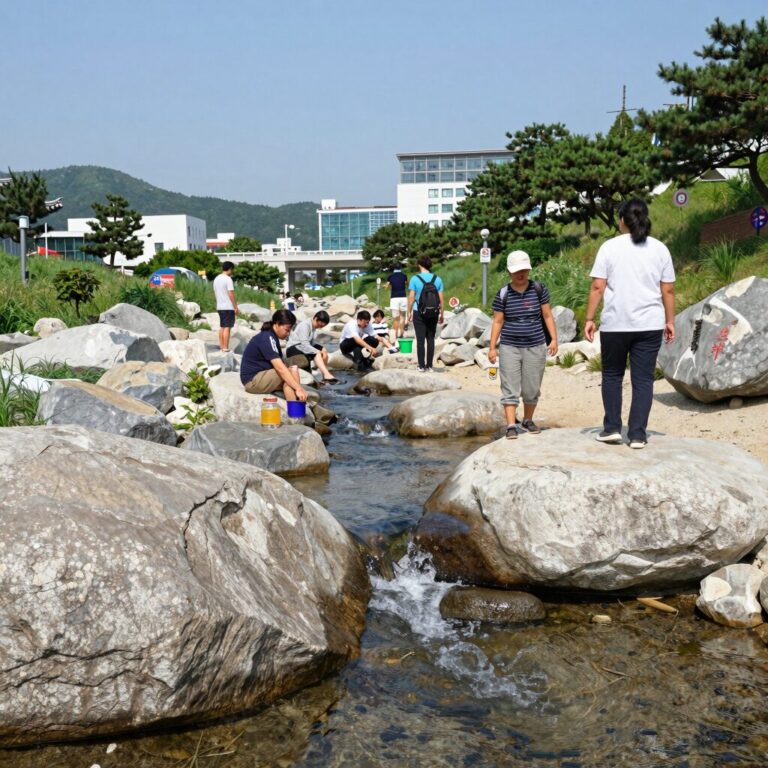 장흥 계곡 시원한 물줄기와 녹음