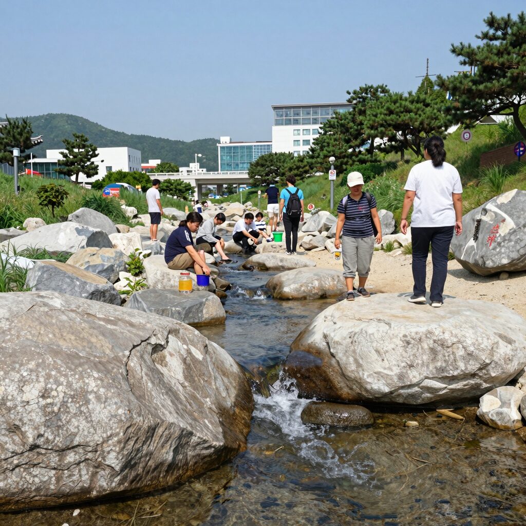 장흥 계곡 시원한 물줄기와 녹음