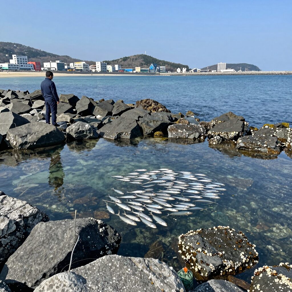 영덕 석동방파제 맑은 바다와 물고기 떼