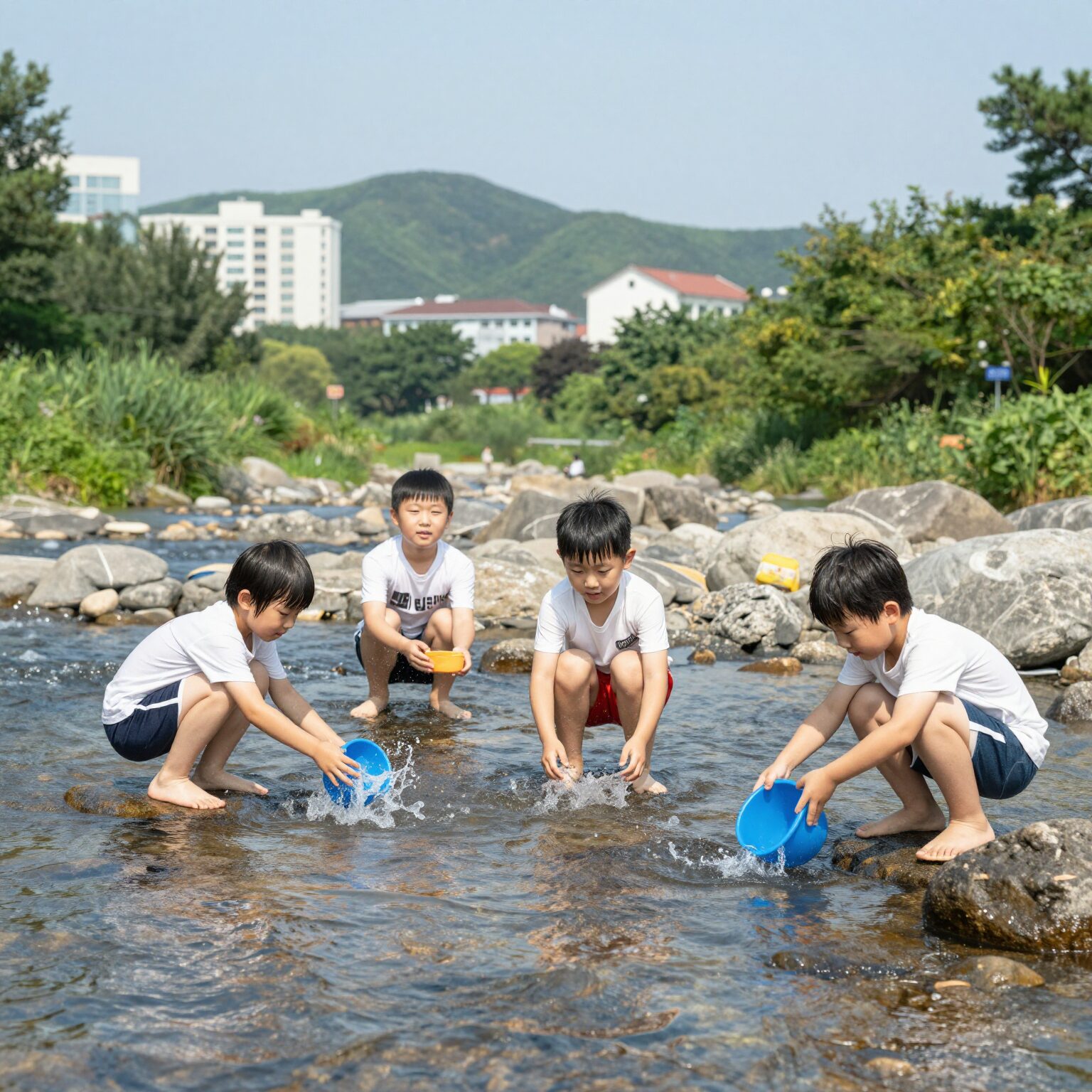 경기도 광주 계곡에서 아이들이 물놀이하는 모습