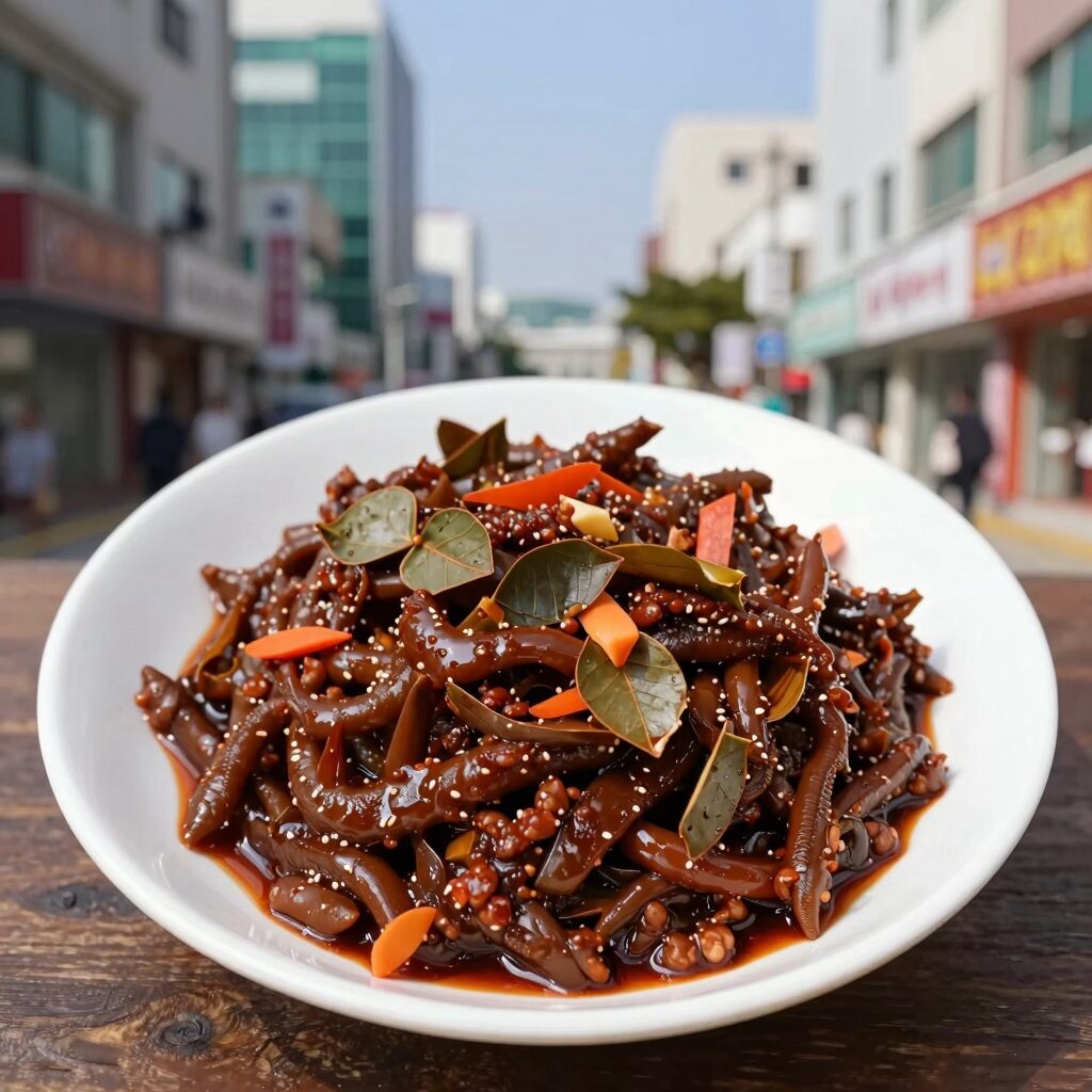 호박잎 강된장 완성 접시