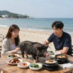 판포포구 맛집 바다를본돼지 흑돼지 세트 판포포구 맛집 바다를본돼지 오션뷰 흑돼지 세트 상차림