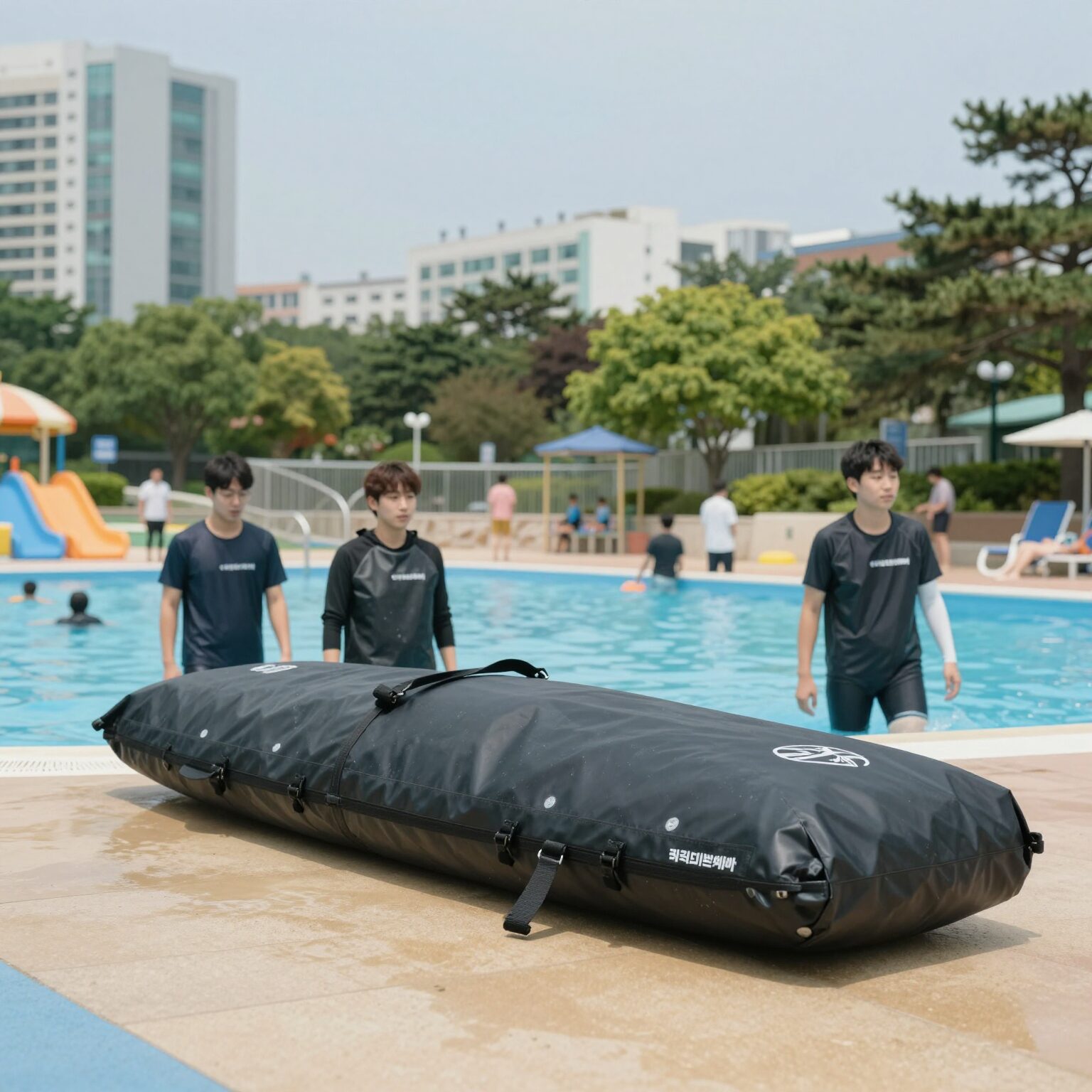 캐리비안베이 방수팩 추천 제품을 실제로 착용하고 워터파크를 즐기는 모습