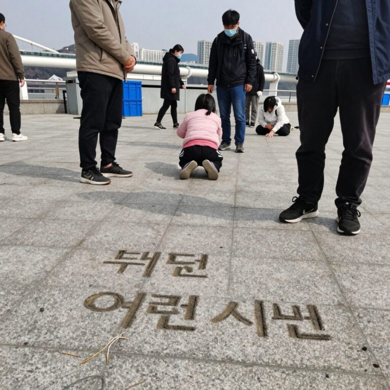 부산 용두산공원에서 발견된 어린이 시신 현장, 범인이 남긴 문구와 결박 흔적을 묘사한 이미지