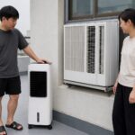 냉풍기 에어컨 금액 비교와 현명한 선택 냉풍기와 창문형 에어컨의 크기와 디자인 비교 사진