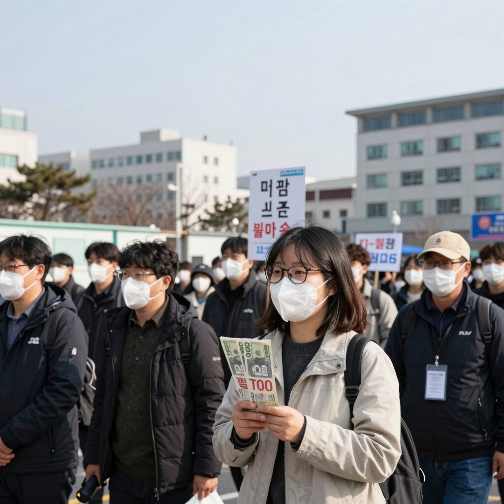 쿠팡 물류센터 앞에서 열린 불매 운동 집회 사진