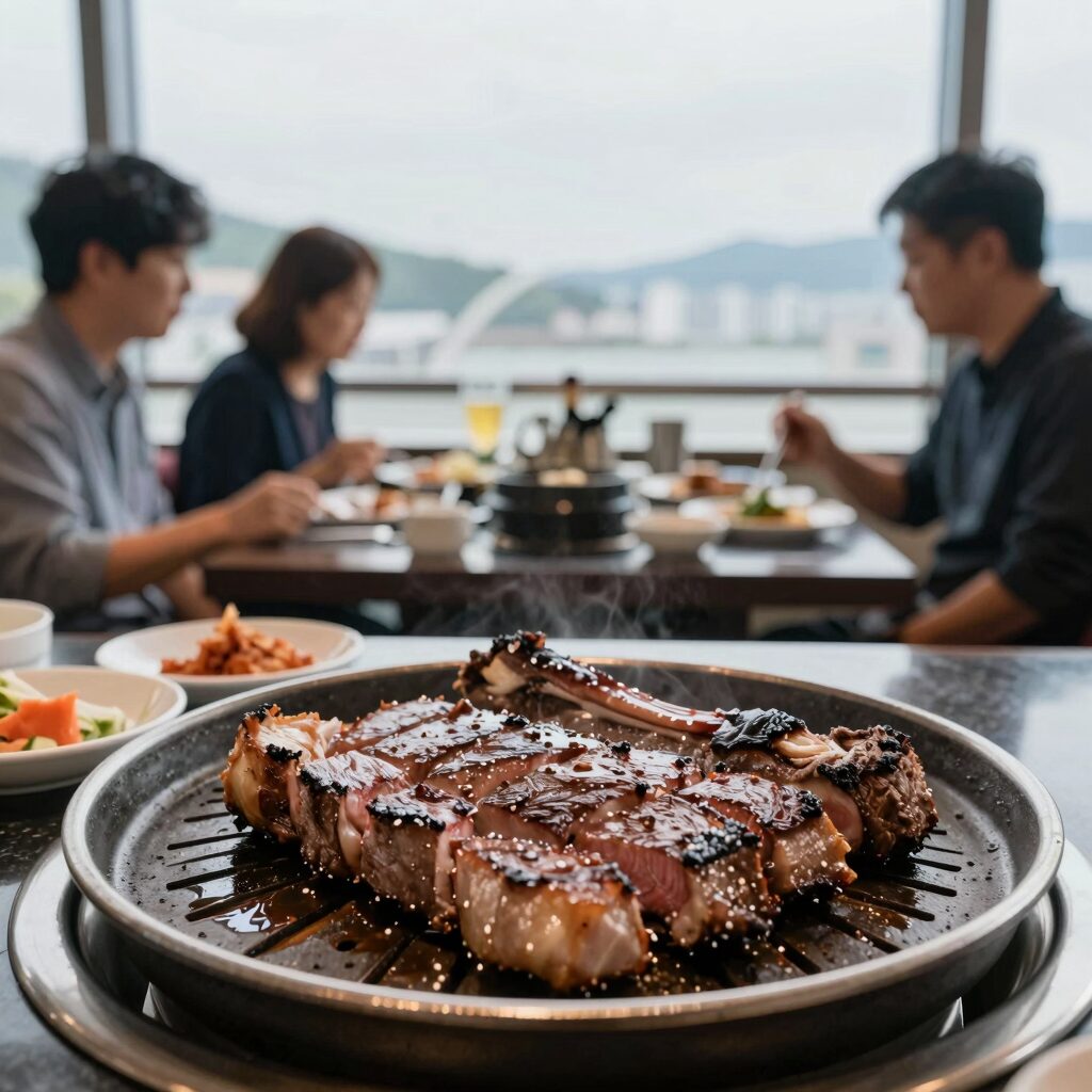 대구 호텔 뷔페에서 제공하는 양갈비와 스테이크 등 그릴 요리