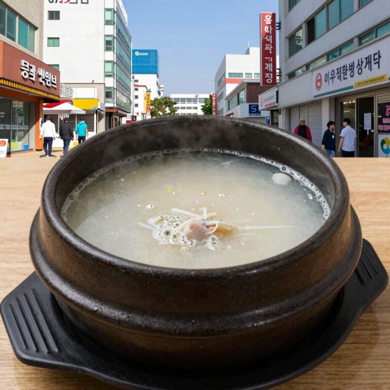 동탄 삼계탕 맛집 이우철한방누룽지삼계탕의 누룽지한방삼계탕 뚝배기 사진