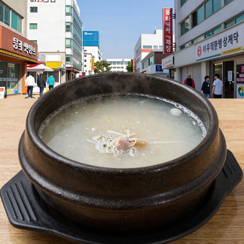 동탄 삼계탕 맛집 이우철한방누룽지삼계탕의 누룽지한방삼계탕 뚝배기 사진