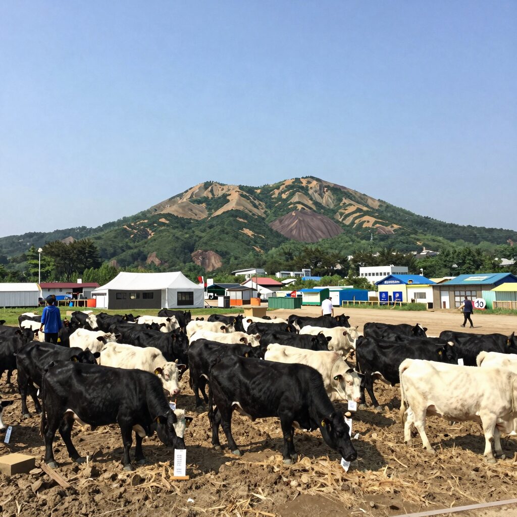 후쿠오카 도큐핸즈 초경량 양우산 매장 전경으로 수많은 양산과 우양산이 진열되어 있다