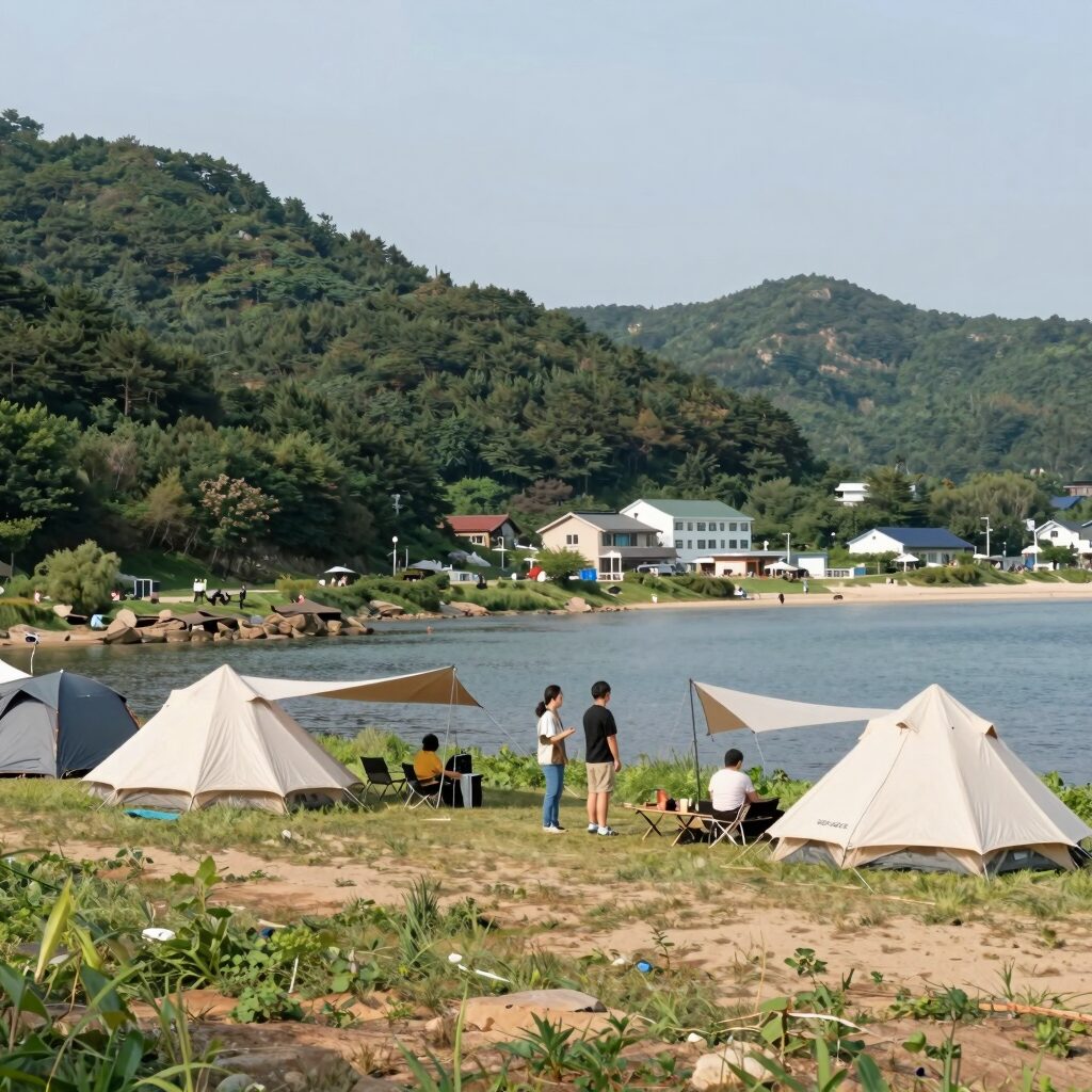 양양 갈천오토캠핑장 계곡뷰 사이트 전경