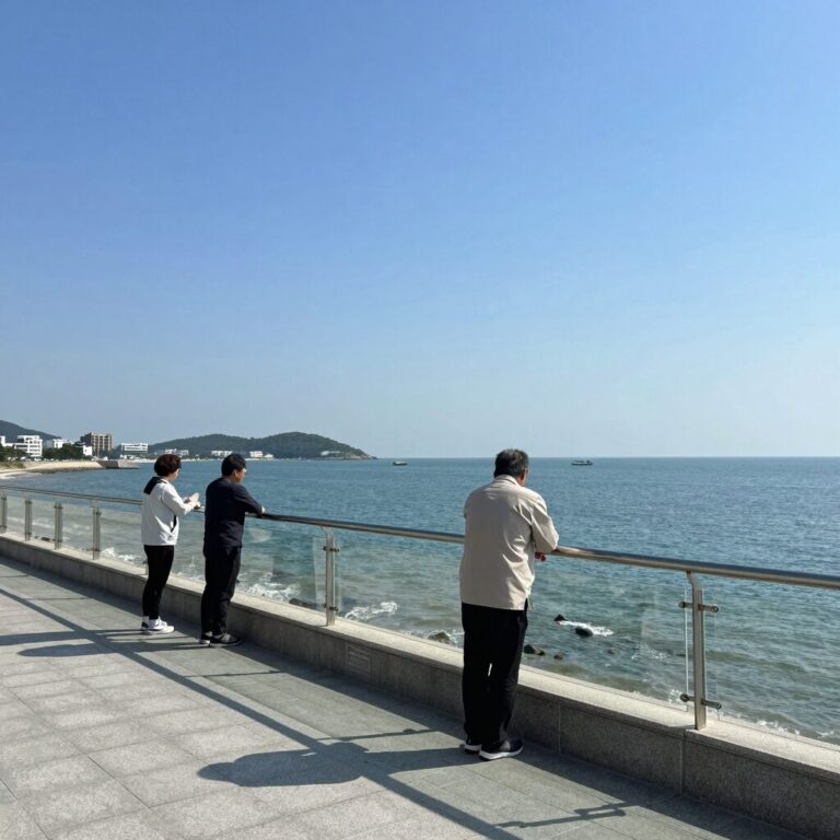 강원도 동해 바다가 보이는 콘도 발코니 전망