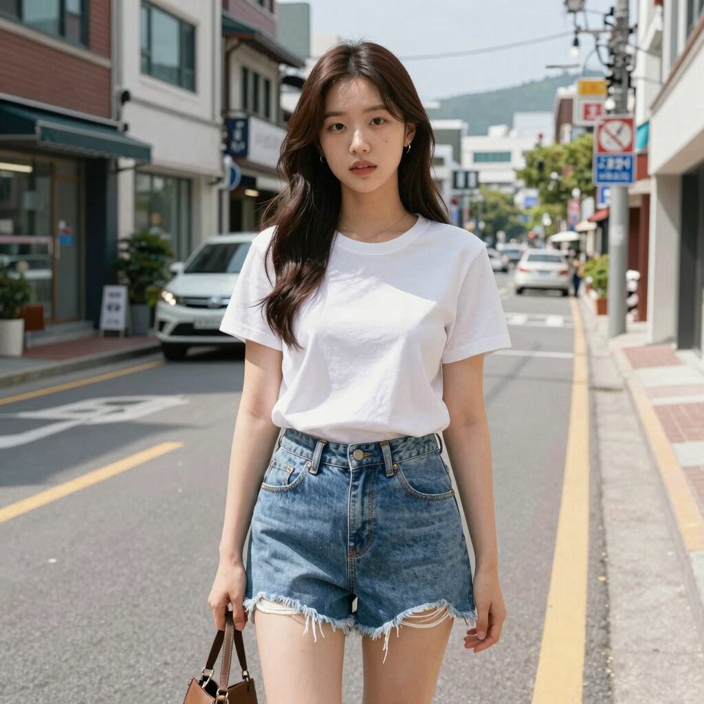 골지 나시를 활용한 여름 스타일링