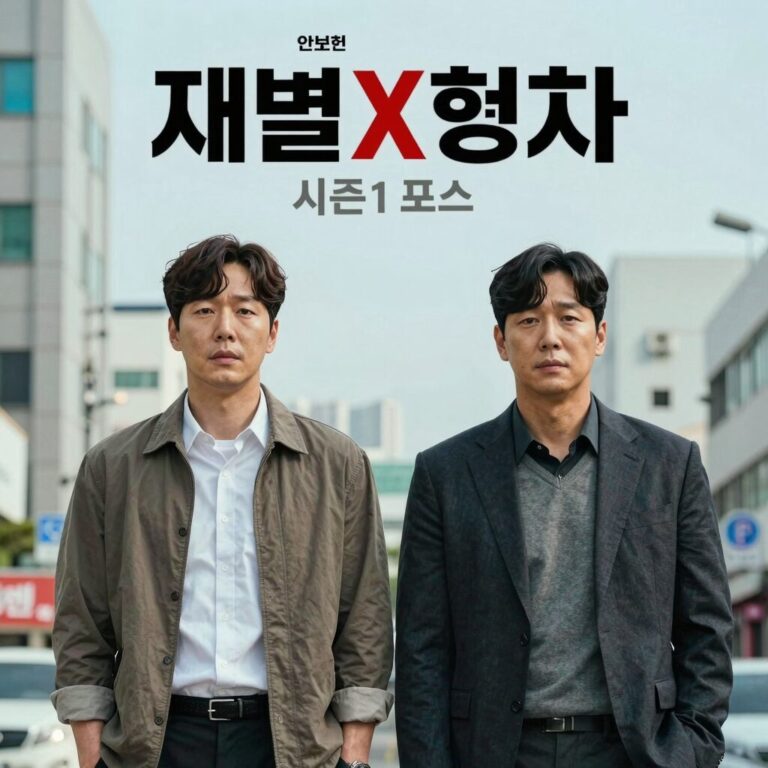 재벌X형사 시즌1 포스터로, 안보현과 박지현이 나란히 서 있는 모습
