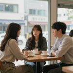 사랑을 처방해 드립니다 주요 인물 사랑을 처방해 드립니다 등장인물들이 카페에서 대화하는 장면