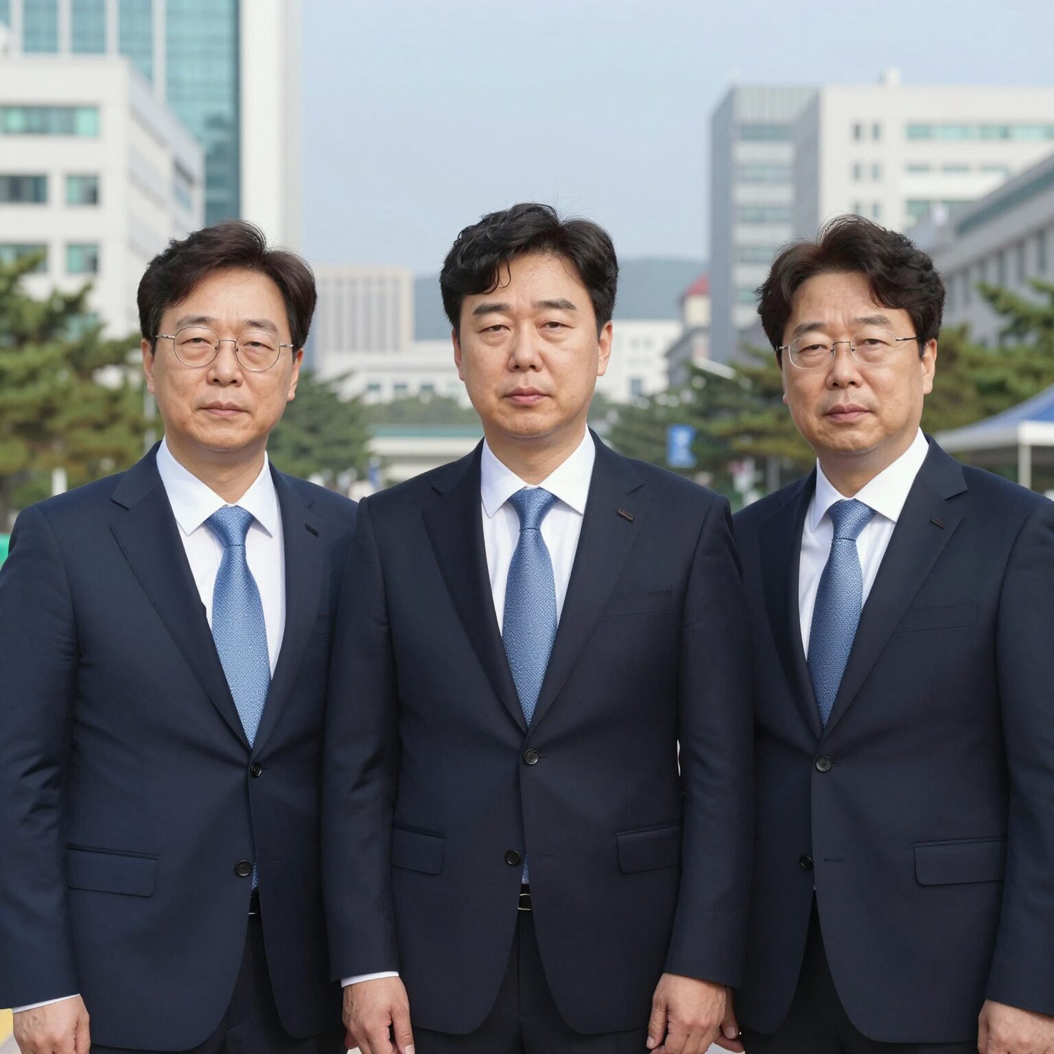 민주당 당대표 선거에서 정청래 김민석 송영길 세 인물의 대결 구도를 나타내는 합성 이미지