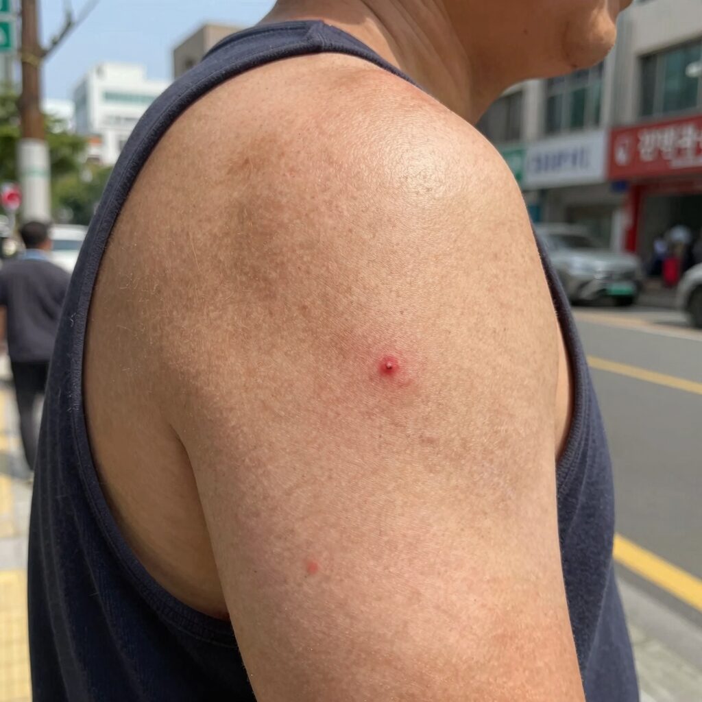 돈벌레 물림 증상 붉은 반점과 부기
