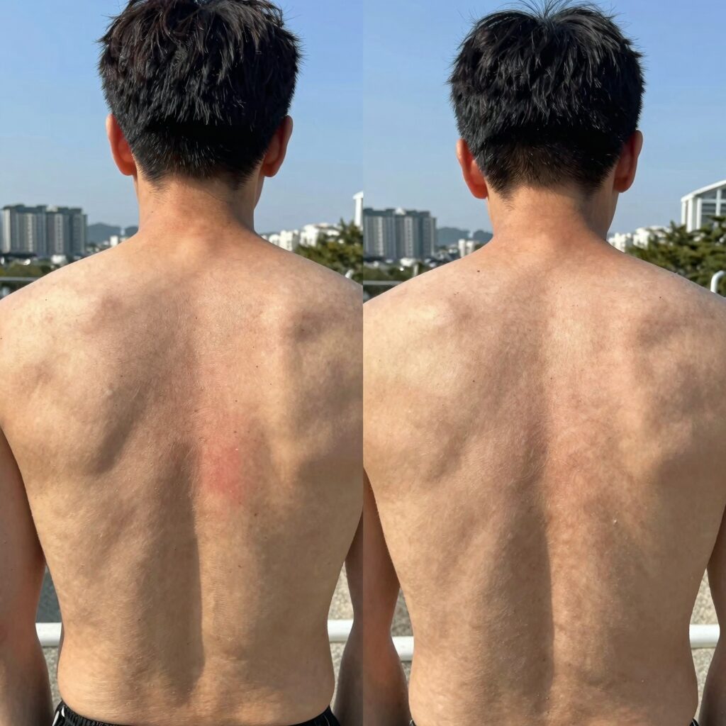 모기 물렸을때 리도맥스 연고와 상처 상태 비교 사진