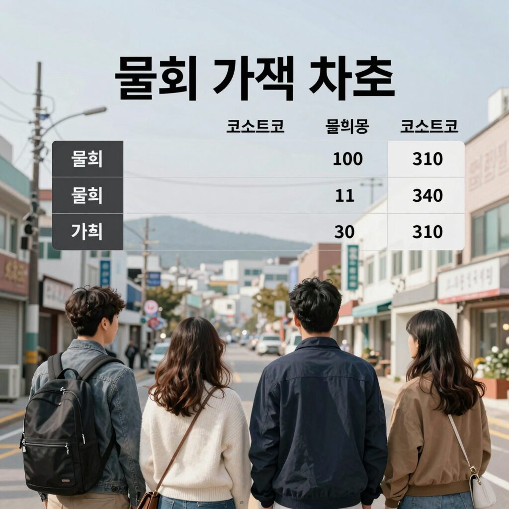 물회 가격 비교 차트와 코스트코 물회 제품 구성