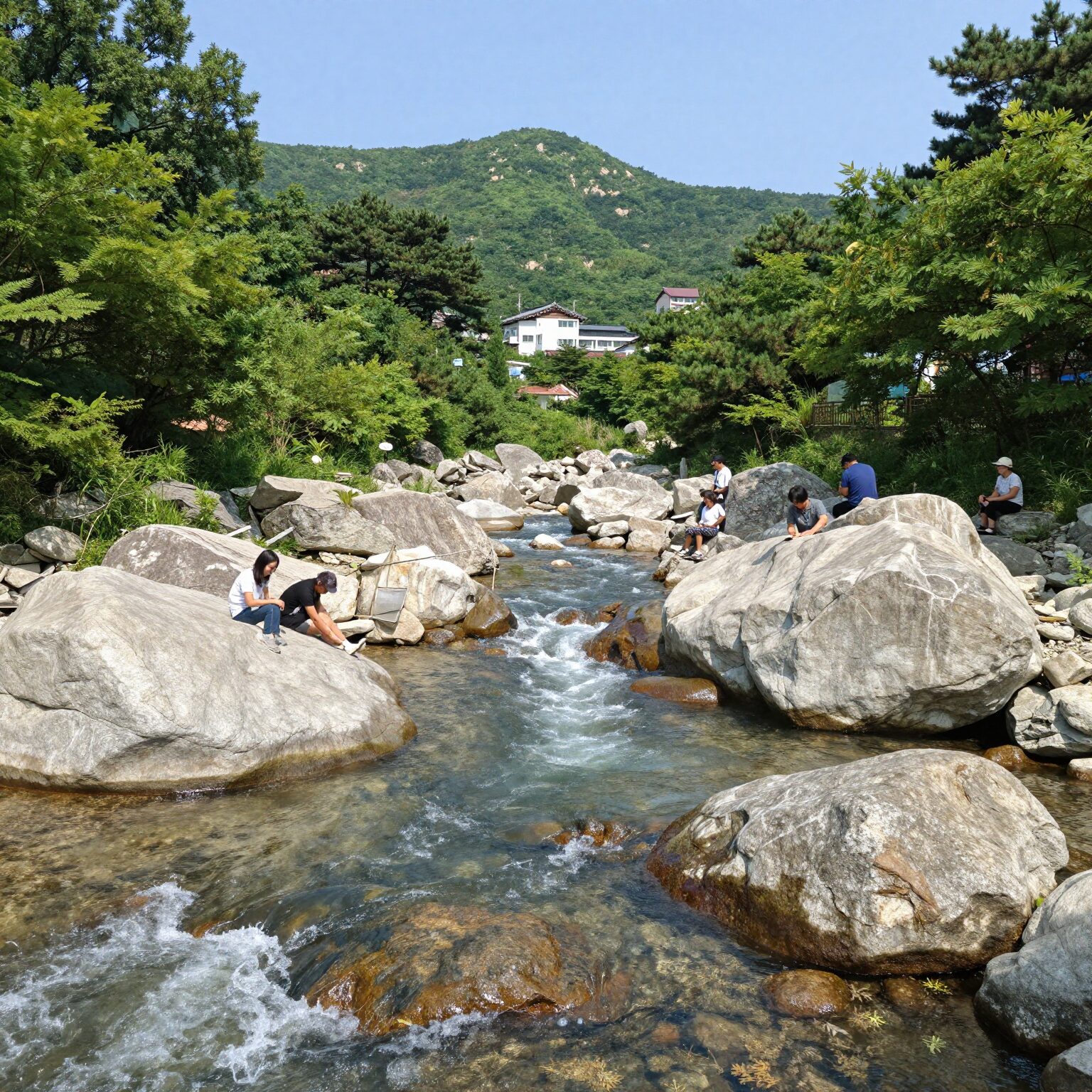 괴산 물소리풍경 쌍곡계곡 평상에서 바라본 시원한 계곡 풍경