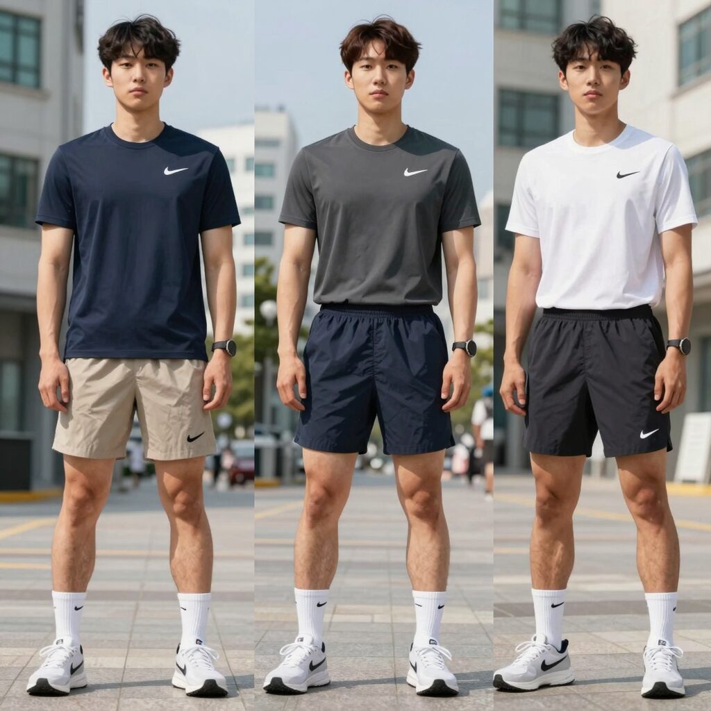 나이키 스우시, 드라이핏, 우븐, 드라이 핏 파크 등 다양한 숏팬츠 모델 비교 이미지