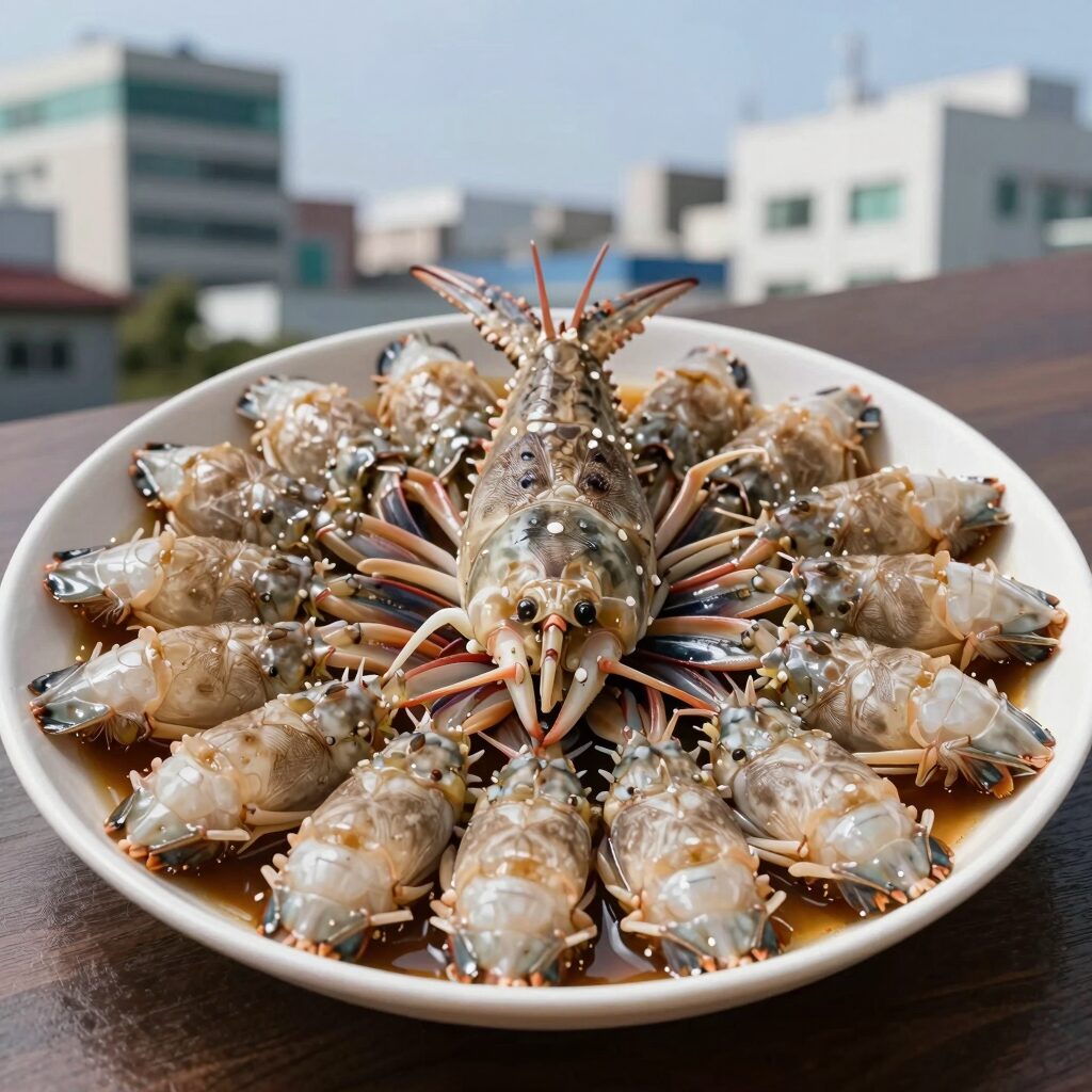 시원한 오징어 물회 접시에 담긴 모습
