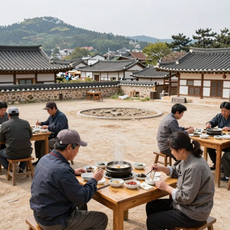 옥천 배밭촌 누룽지 오리백숙 삼계탕 내부 넓은 홀과 테이블 세팅 모습