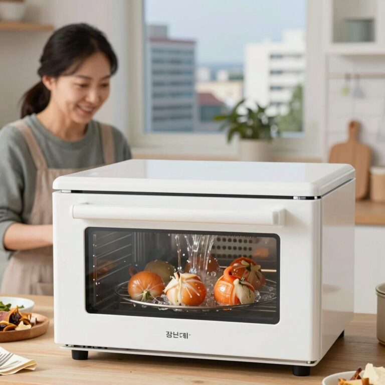 전자레인지에 감자를 넣고 물을 조금 넣어 삶는 모습