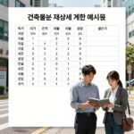 건축물분 재산세 계산 예시 표, 시가표준액과 세율 적용 과정