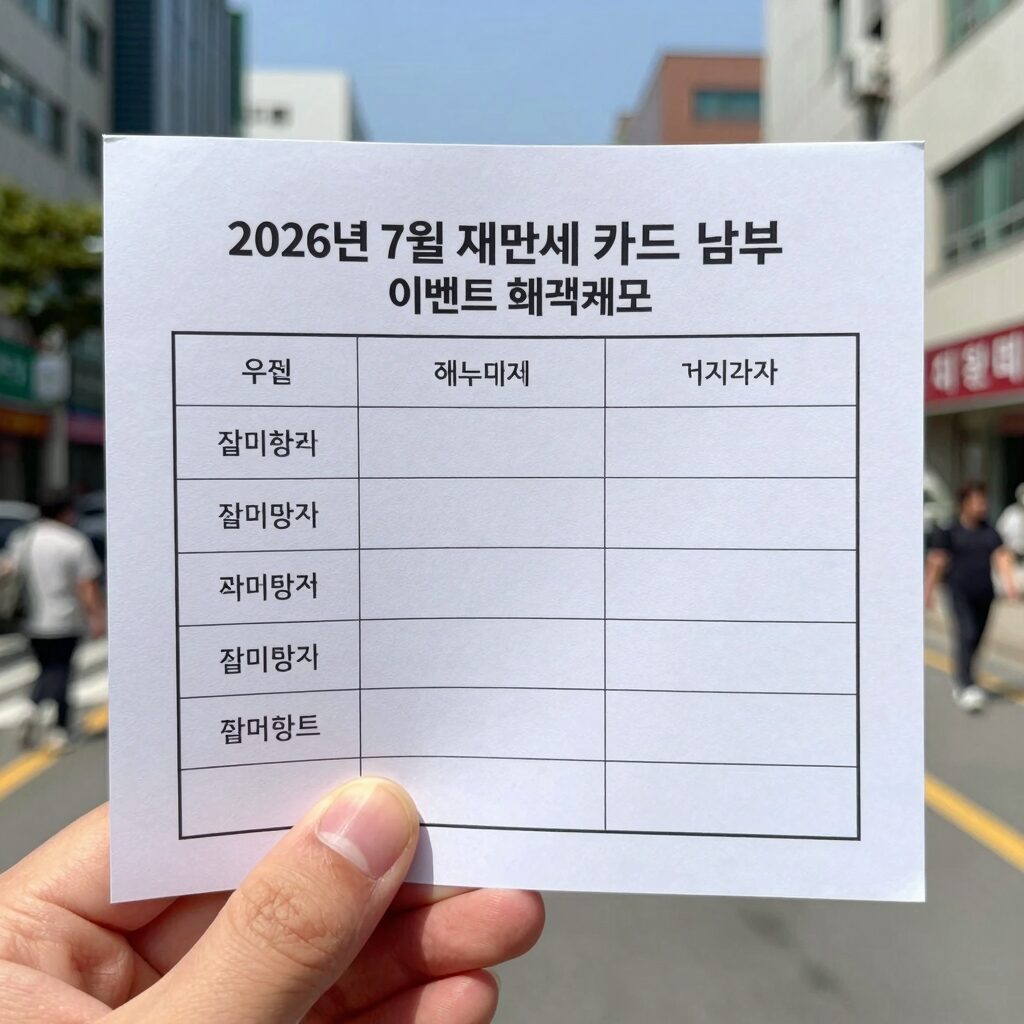 2026년 7월 재산세 카드납부 이벤트 혜택 비교 표
