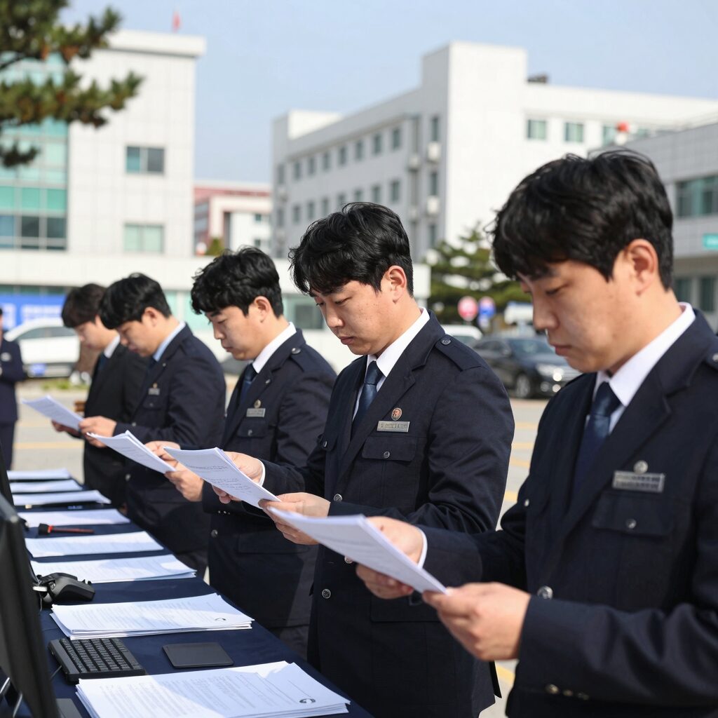 권익위 압수수색 현장 사진, 검찰 관계자들이 서류를 확인하는 모습