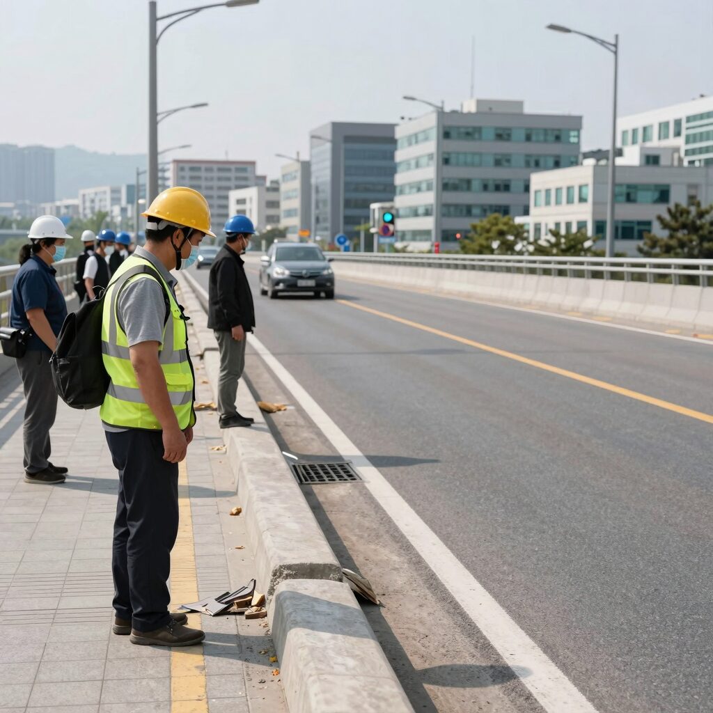 성수대교 진입로 9cm 단차 현장 사진, 시민 불안과 안전 우려