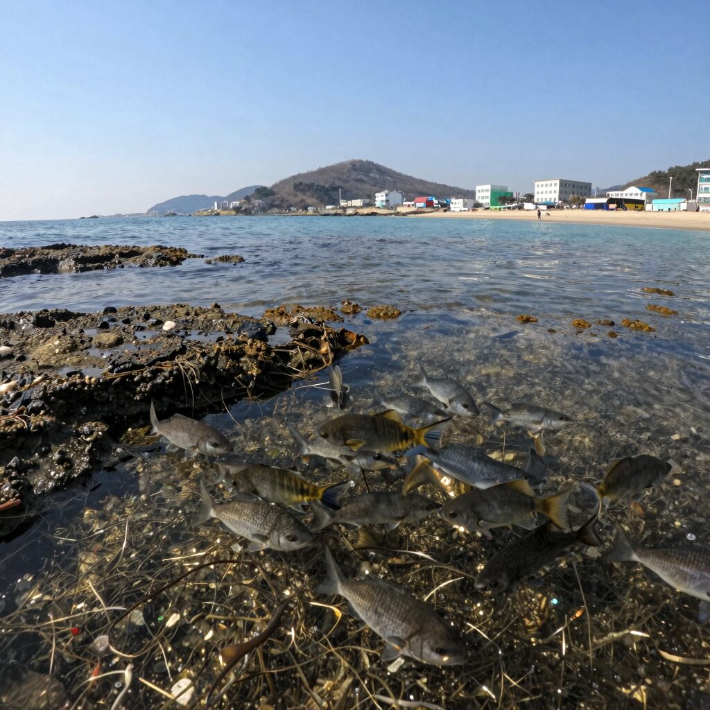 강릉 소돌해변 스노클링 수중 물고기 떼 모습