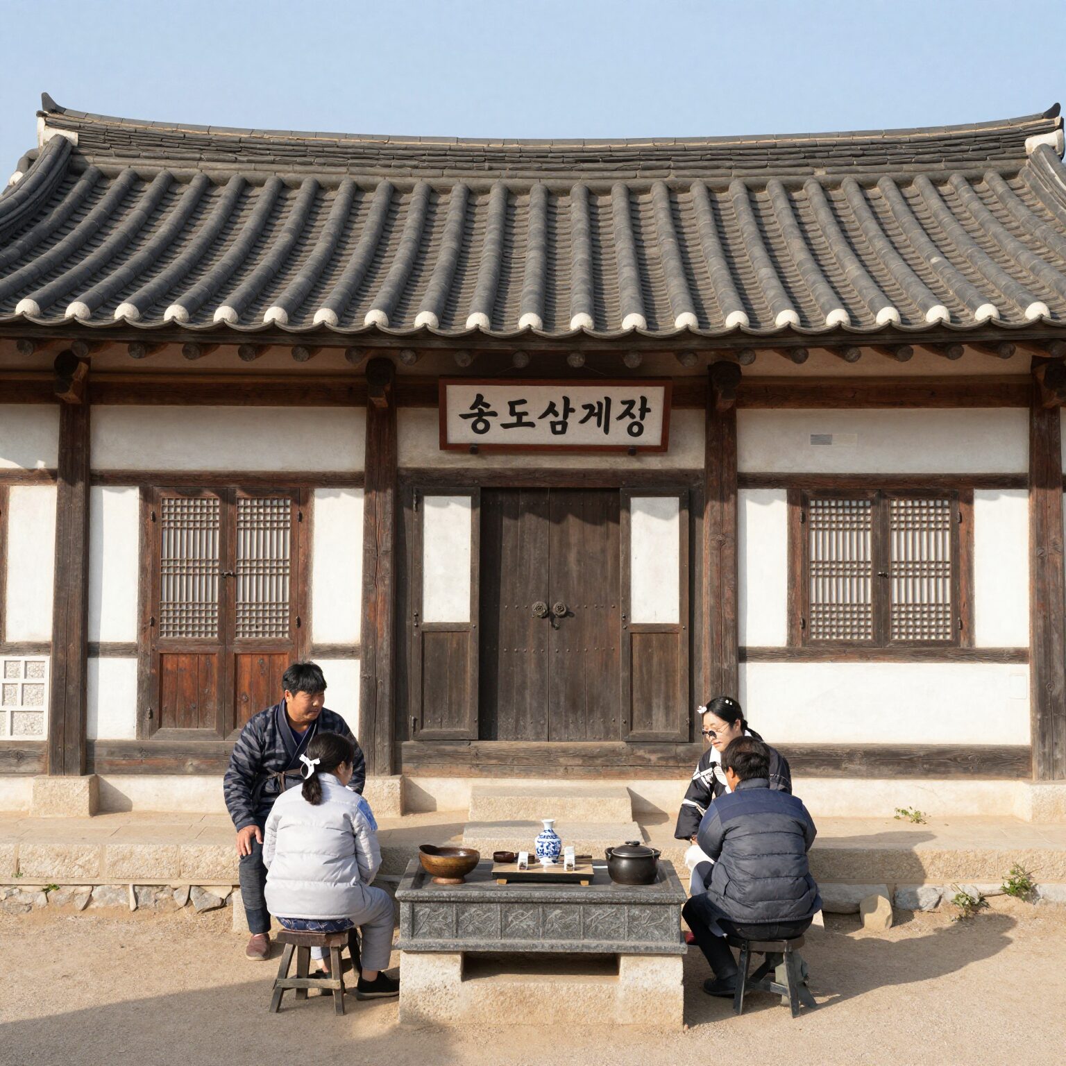 송도 궁중삼계탕 외관 전통 한옥풍 건물과 간판