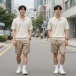 여름 소개팅 남자 코디 니트카라티와 크림진 조합 남자 여름 소개팅 코디 니트카라티와 크림진 조합 전체 착장 사진