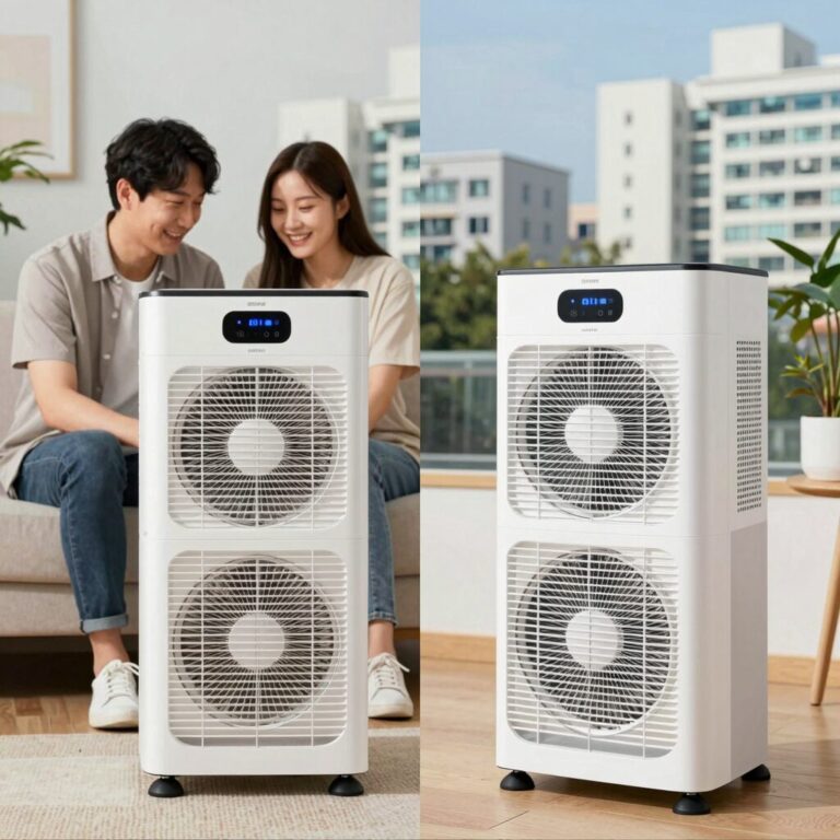 써큘레이터 선풍기 실내 사용 모습 비교