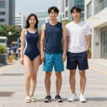 여름 물놀이 복장 이렇게 고르세요 여름 물놀이 복장 래쉬가드와 보드숏 아쿠아슈즈 세트