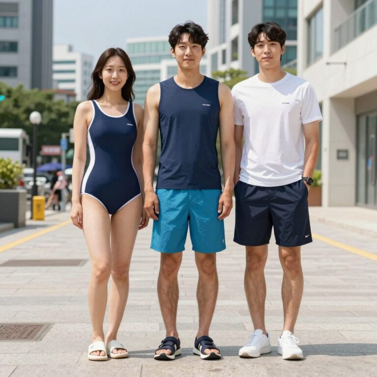 여름 물놀이 복장 래쉬가드와 보드숏 아쿠아슈즈 세트