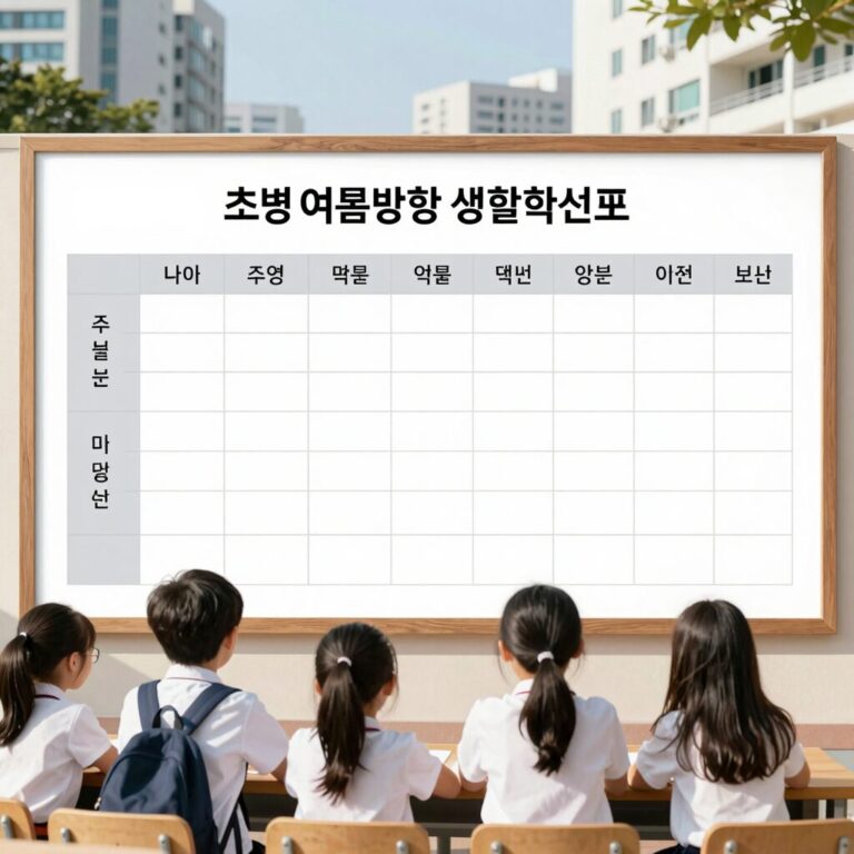 초등 여름방학 생활계획표 엑셀 양식 미션 보드 스타일