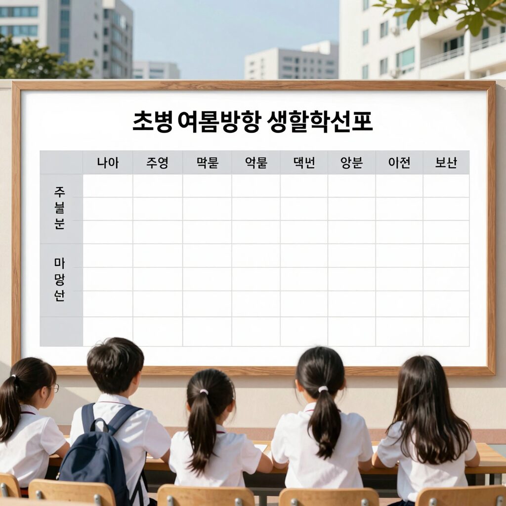 초등 여름방학 생활계획표 엑셀 양식 미션 보드 스타일