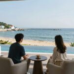 거제 흑진주마리나리조트 오션뷰 풀빌라 완벽 후기 거제 흑진주마리나리조트 테라스 풀빌라 거실에서 바라본 오션뷰 바다와 방파제